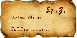 Szuhai Zója névjegykártya